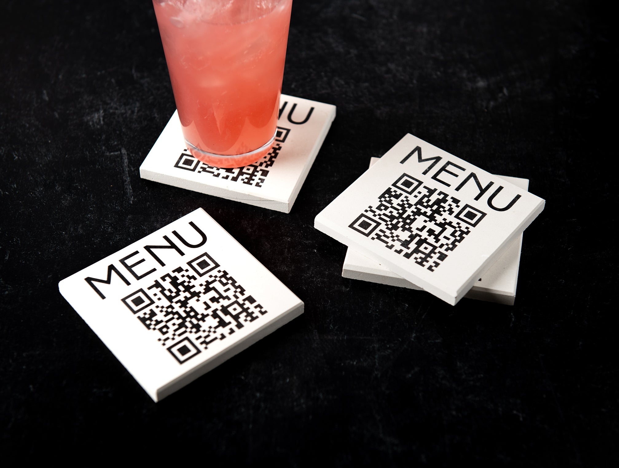 QR Code White Limestone Coasters