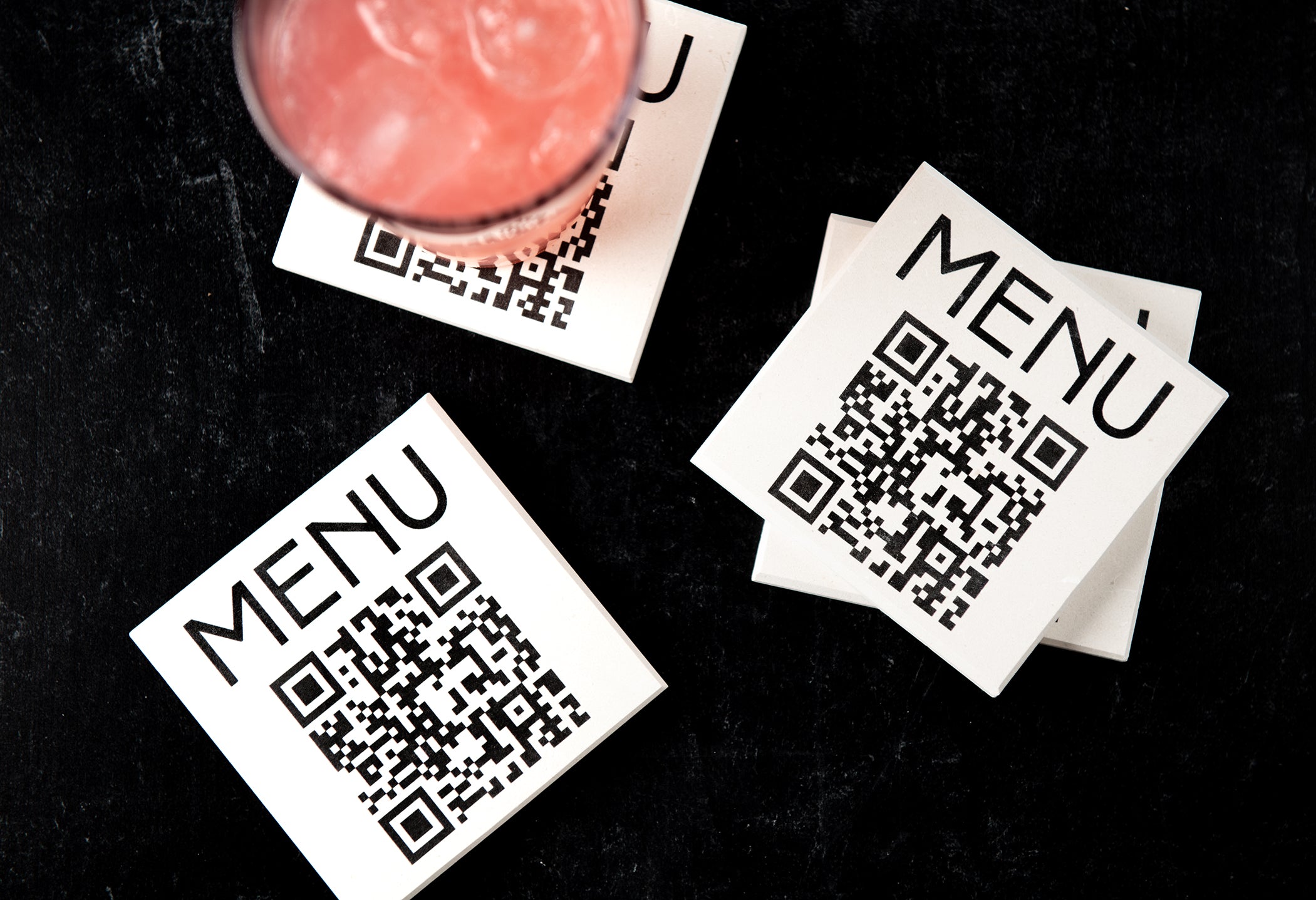 QR Code White Limestone Coasters