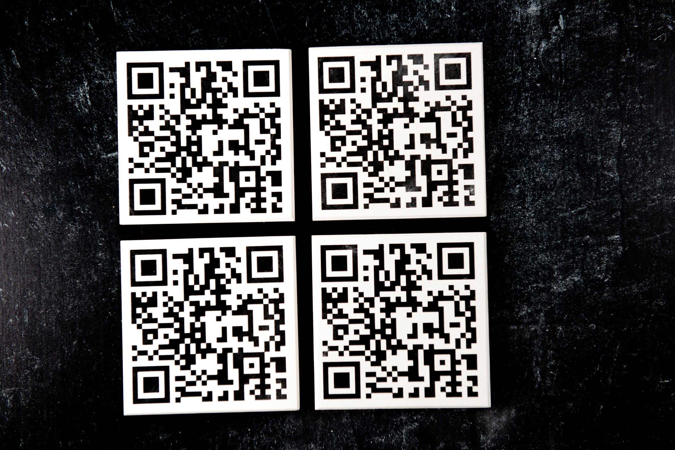 QR Code White Limestone Coasters
