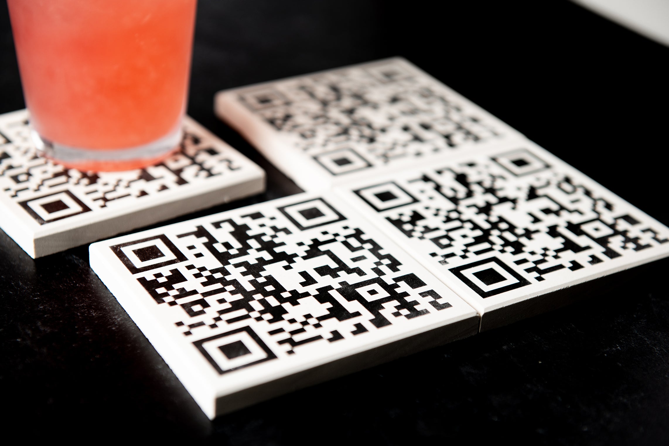 QR Code White Limestone Coasters