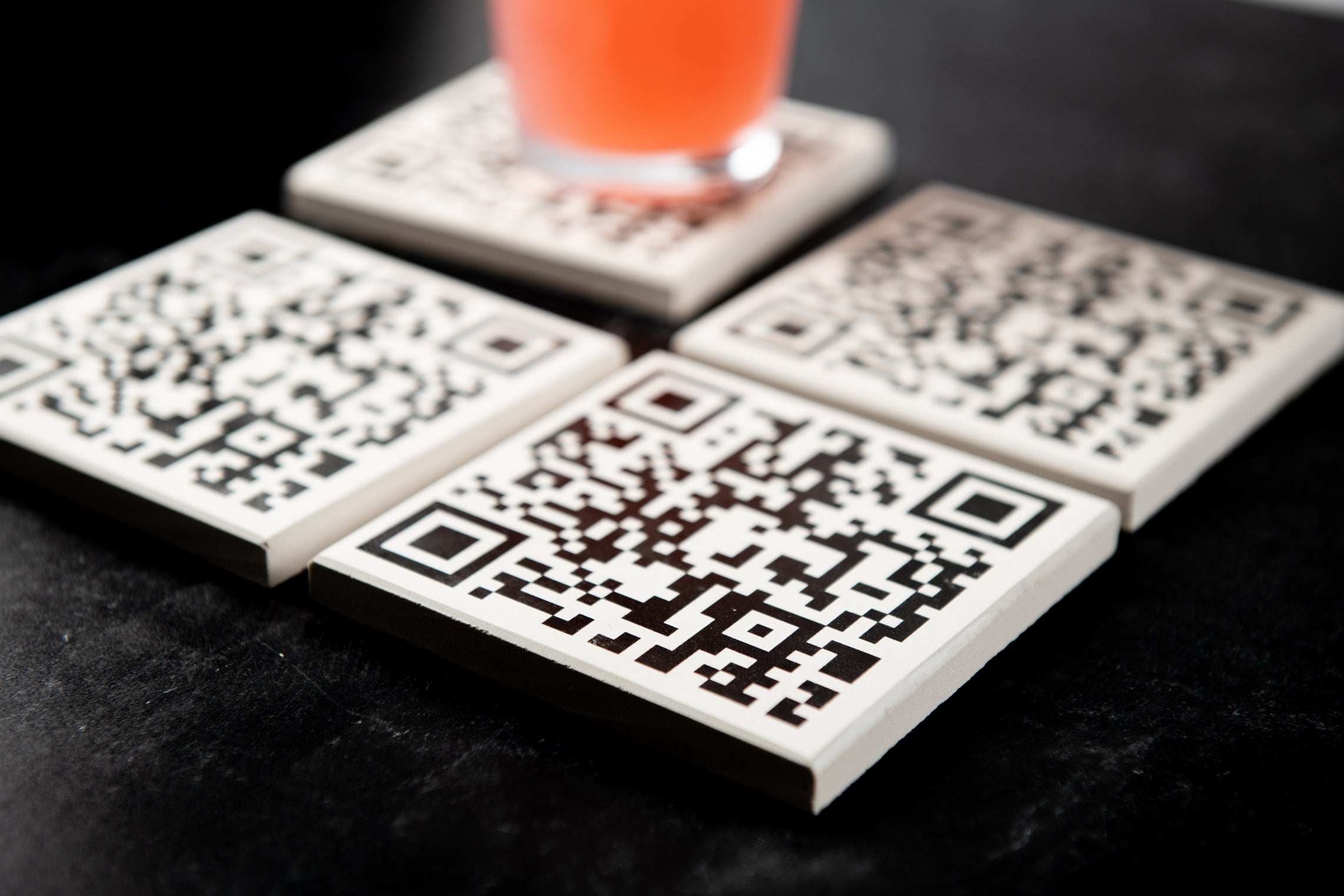 QR Code White Limestone Coasters