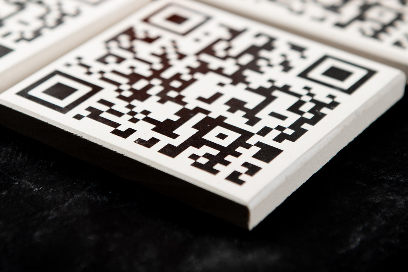QR Code White Limestone Coasters