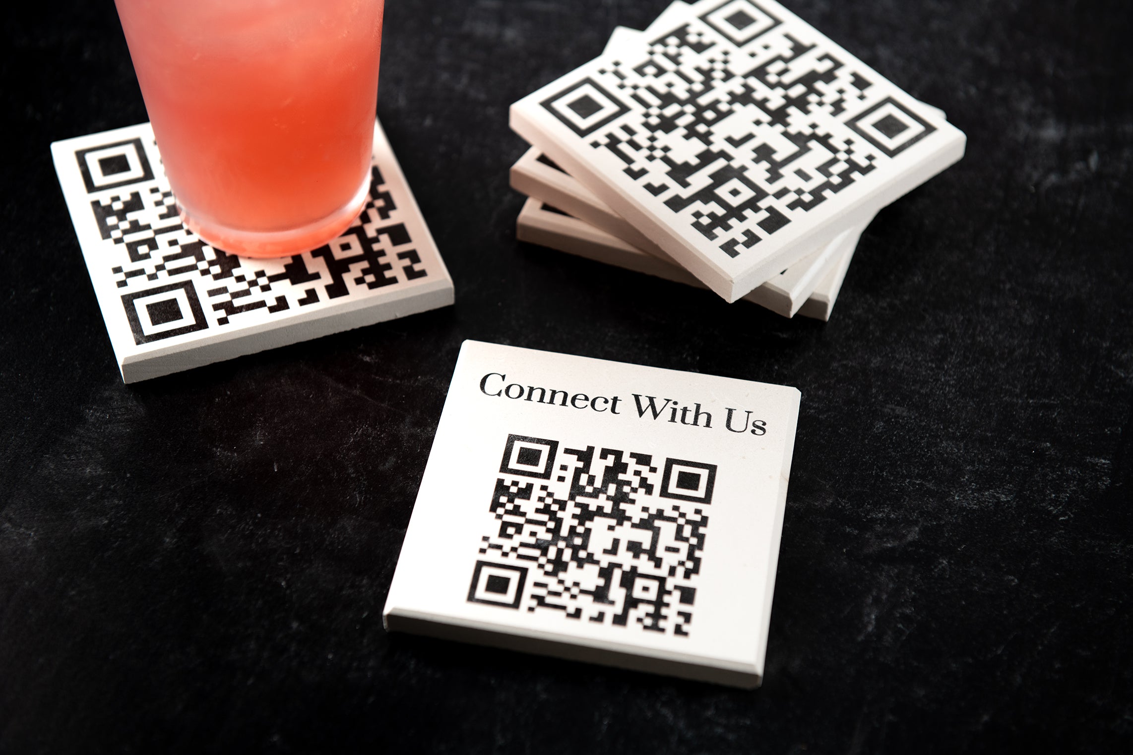QR Code White Limestone Coasters