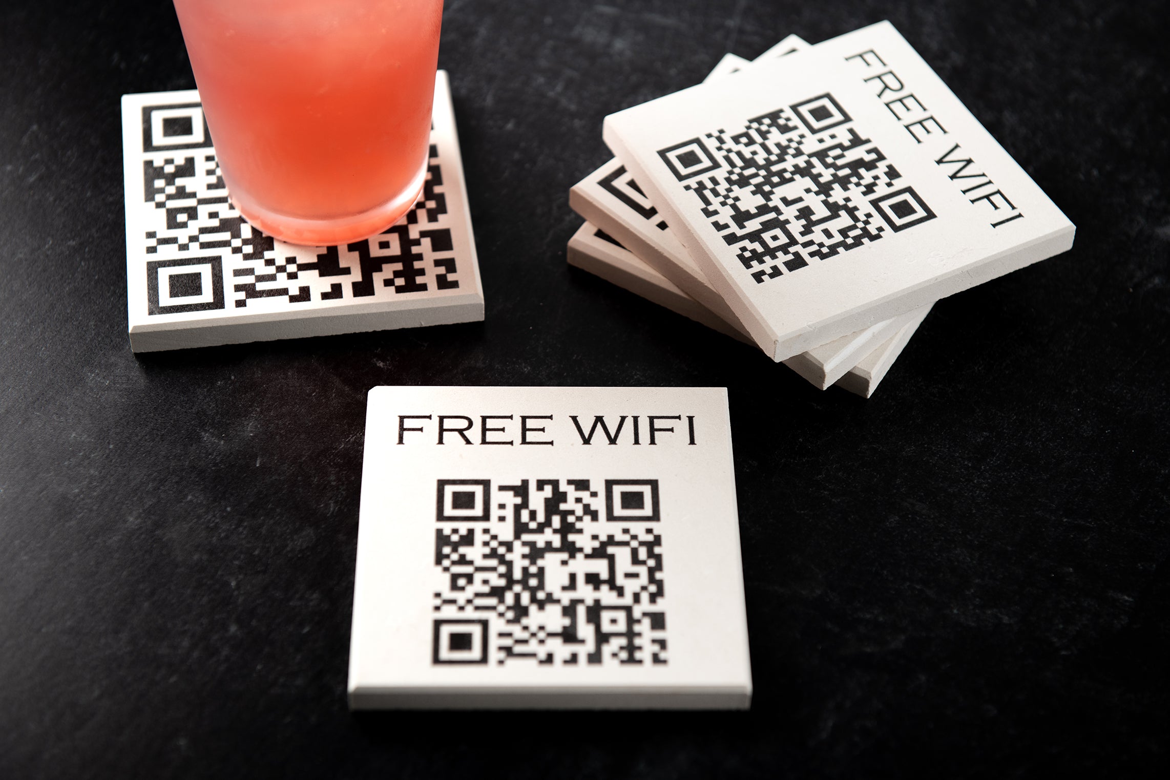 QR Code White Limestone Coasters
