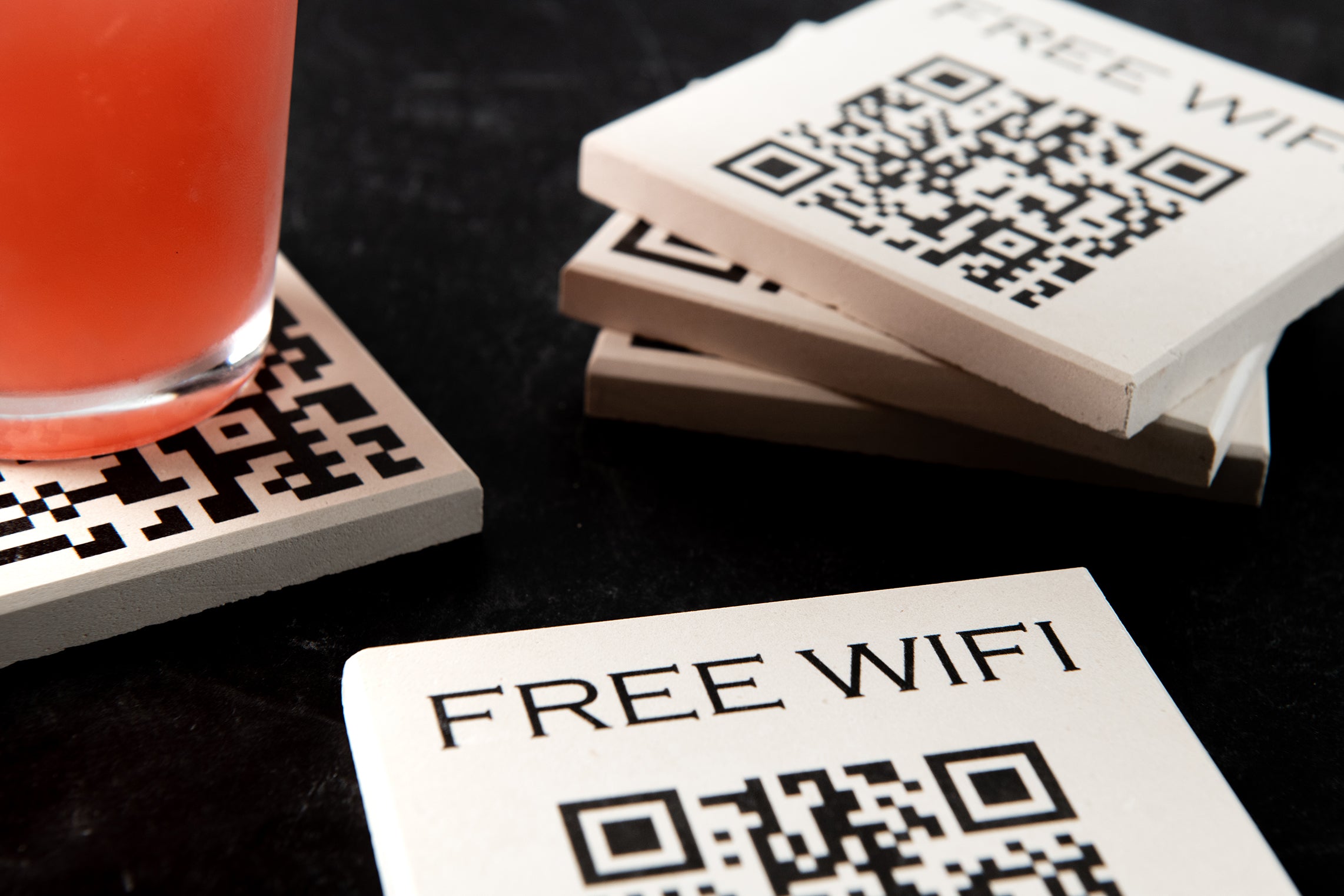 QR Code White Limestone Coasters