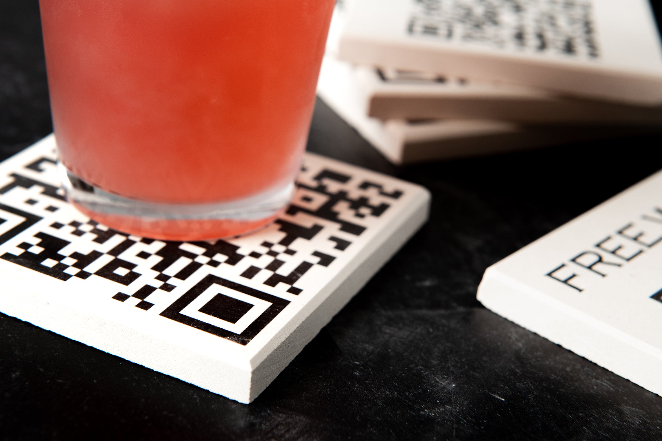 QR Code White Limestone Coasters