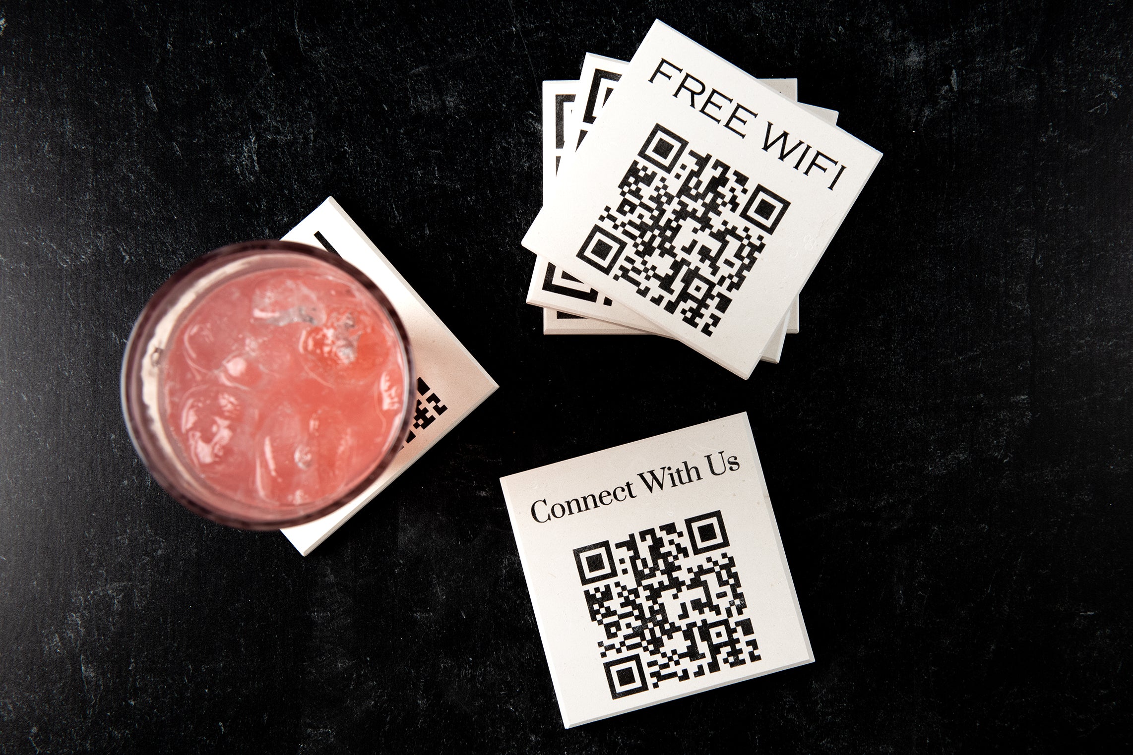 QR Code White Limestone Coasters