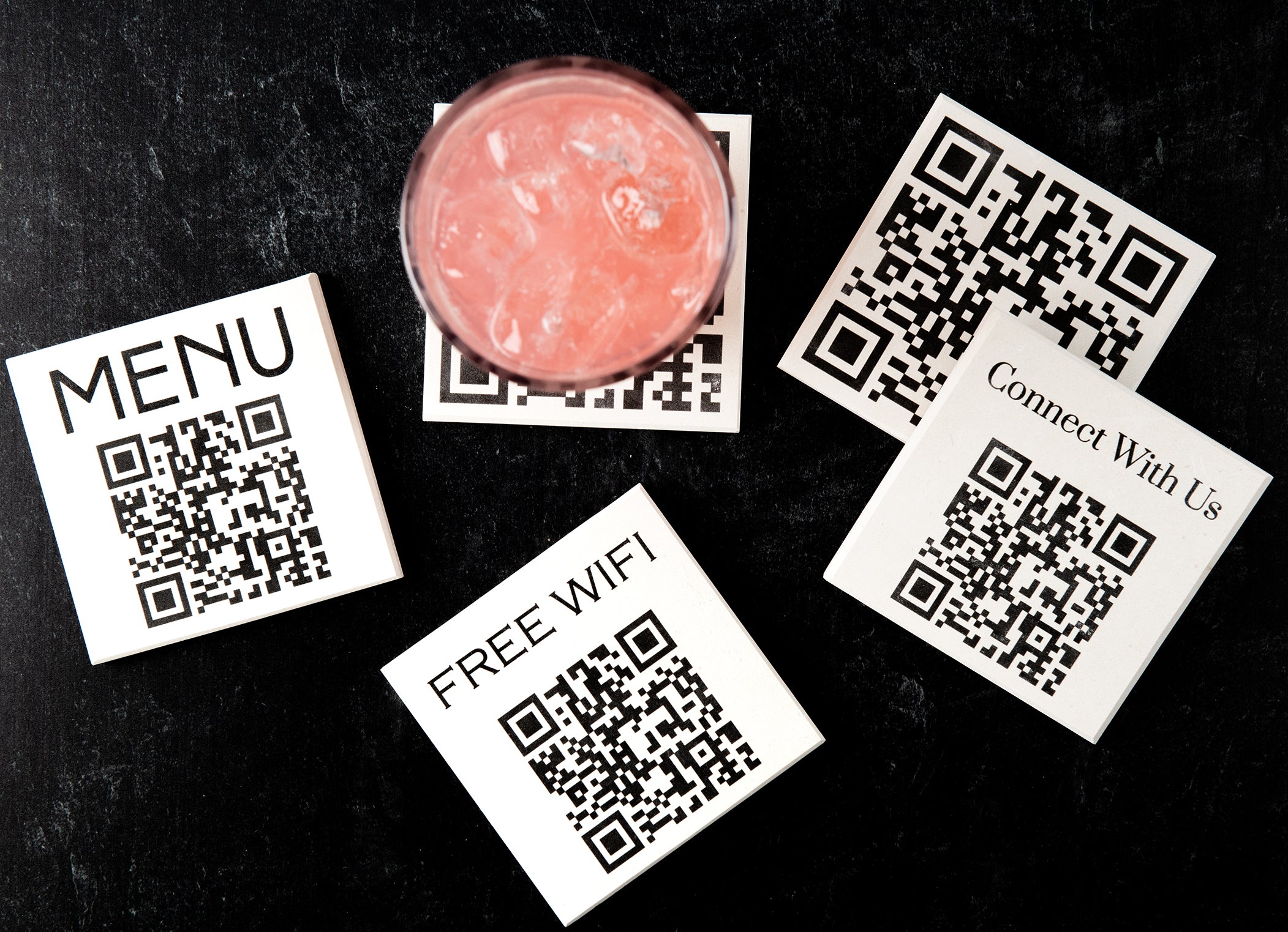 QR Code White Limestone Coasters
