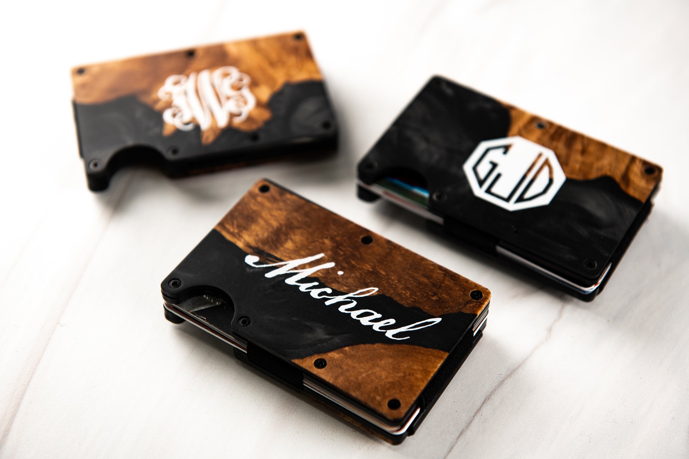 Personalized Resin and Wood Money Clip - 2 Colors