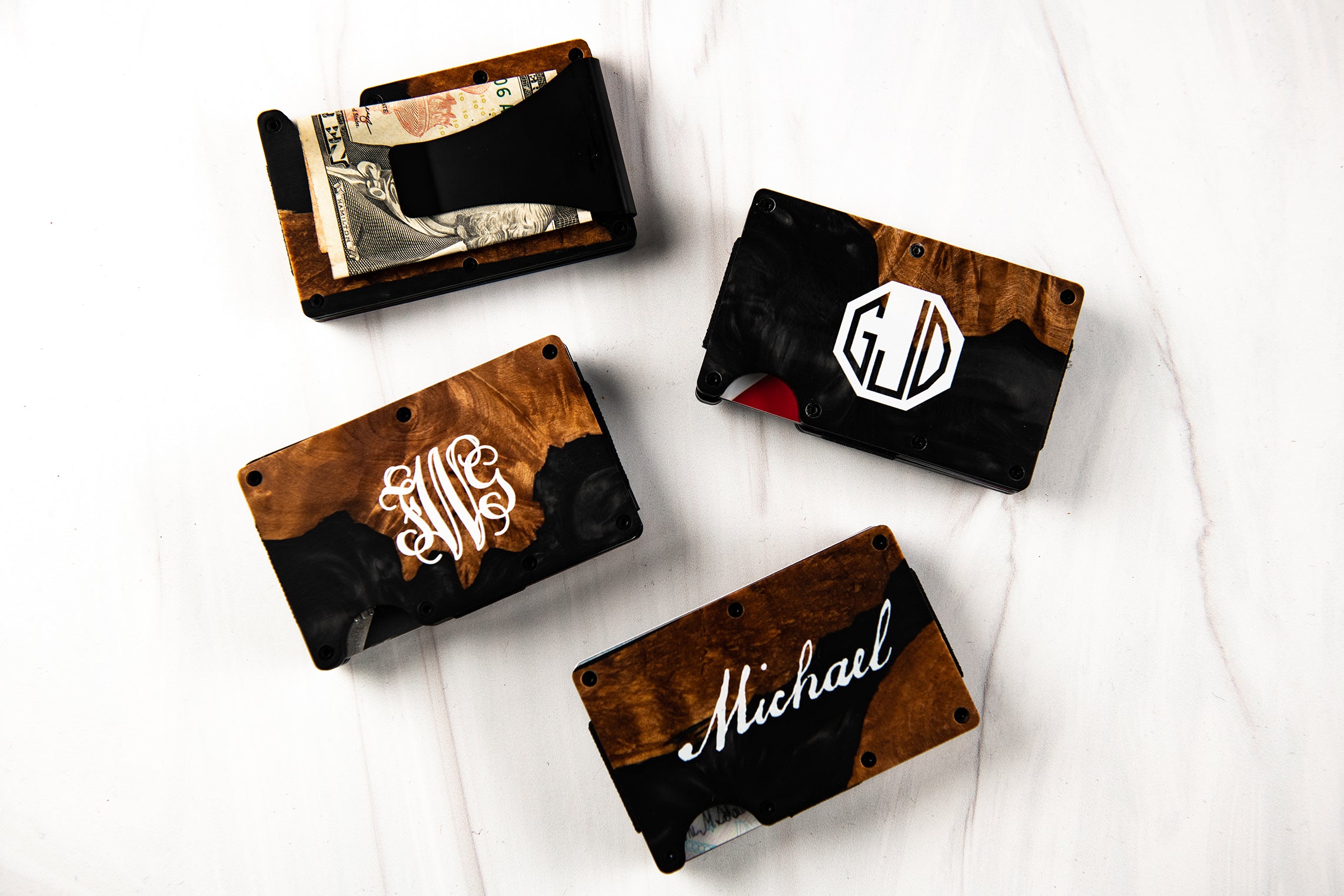 Personalized Resin and Wood Money Clip - 2 Colors