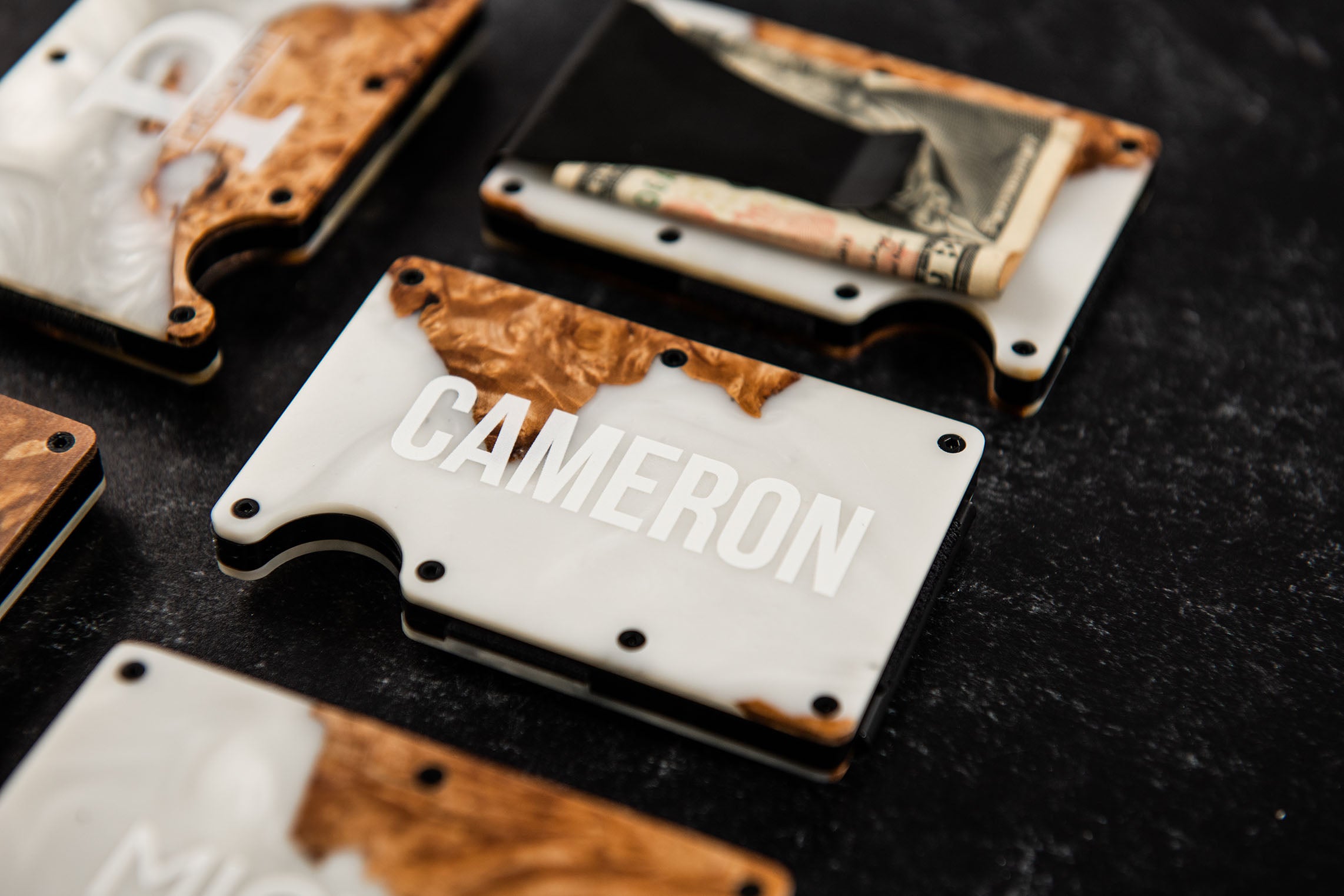 Personalized Resin and Wood Money Clip - 2 Colors