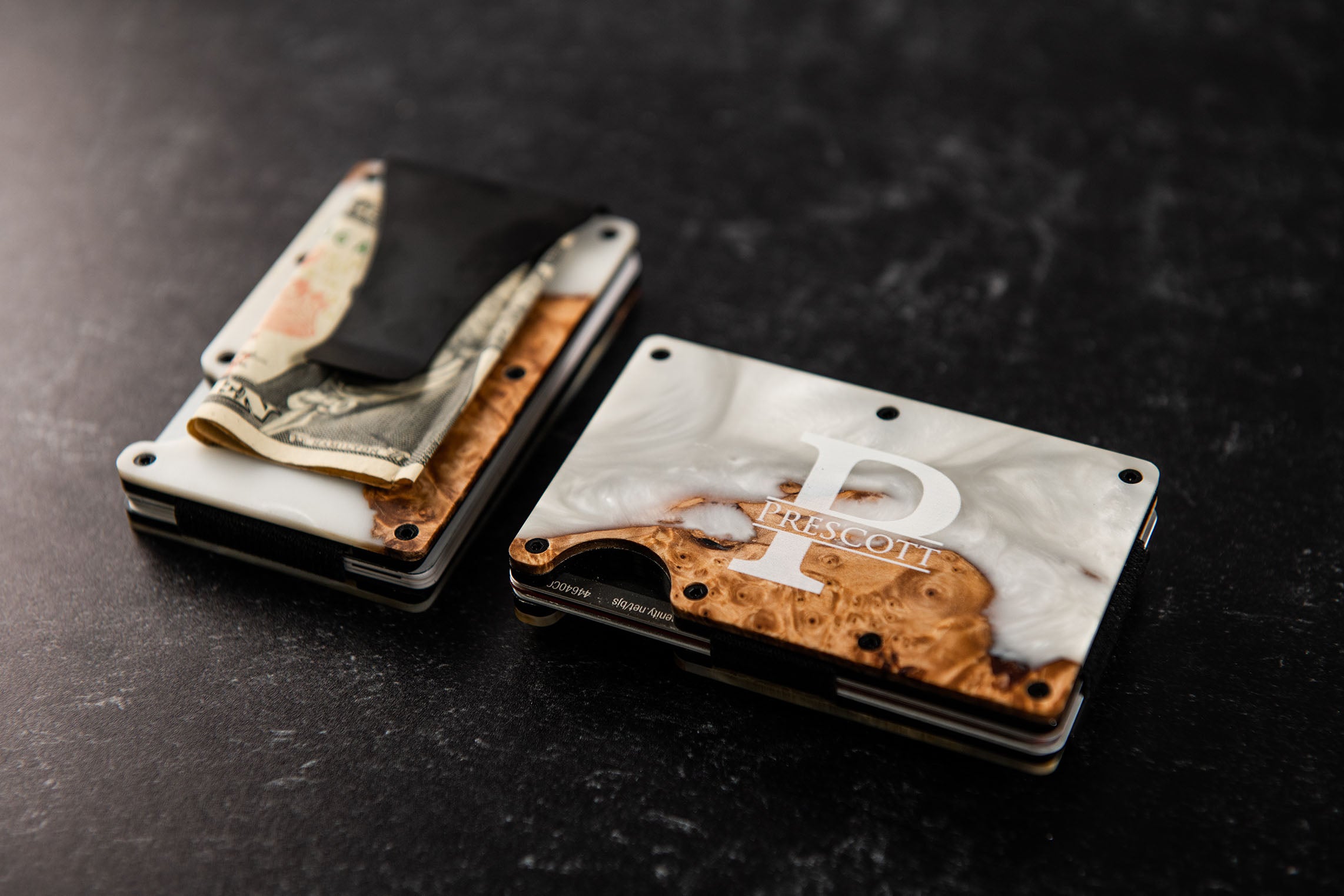 Personalized Resin and Wood Money Clip - 2 Colors