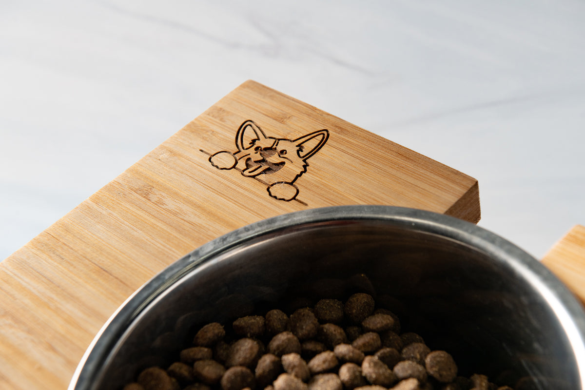 Personalized Wood Pet Bowl Stands