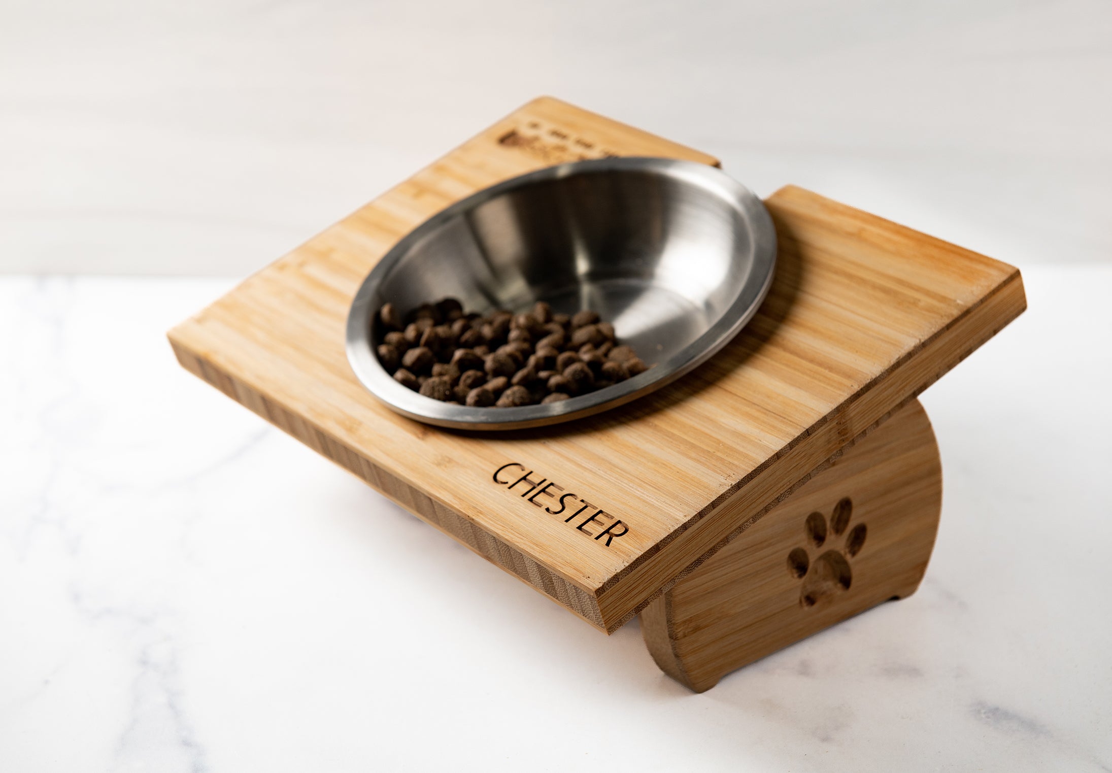 Personalized Wood Pet Bowl Stands