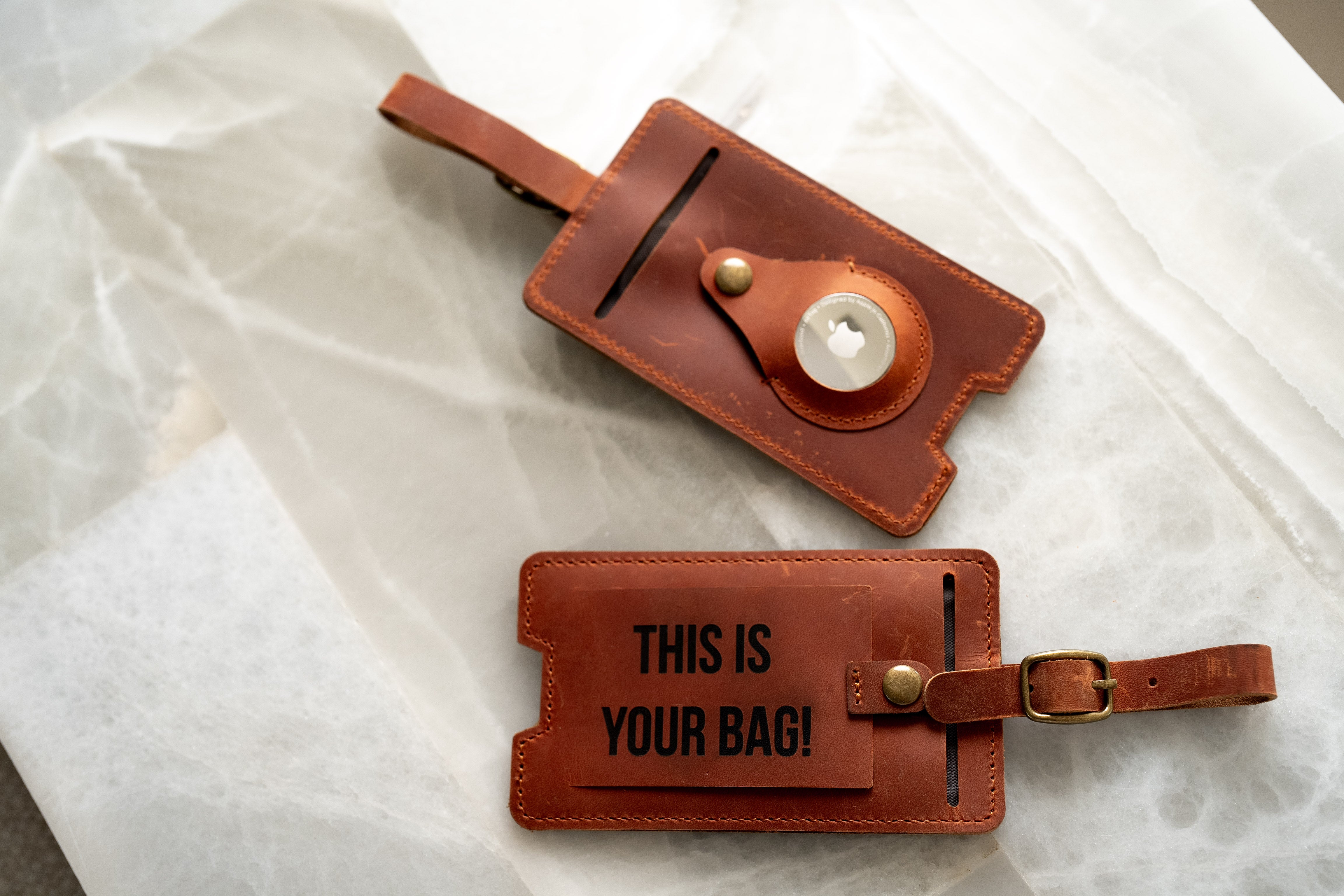 Personalized Leather AirTag Luggage Tag