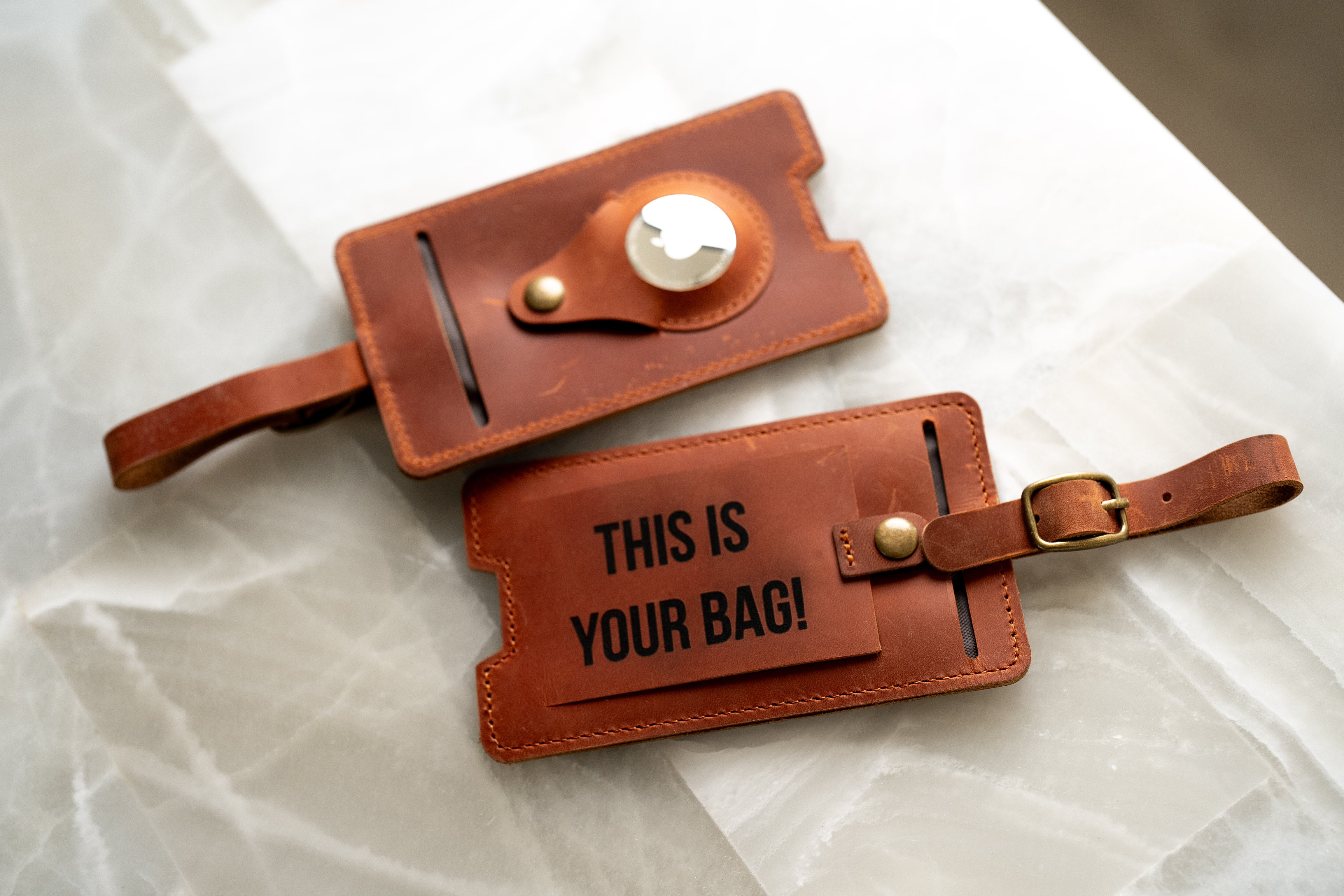 Personalized Leather AirTag Luggage Tag