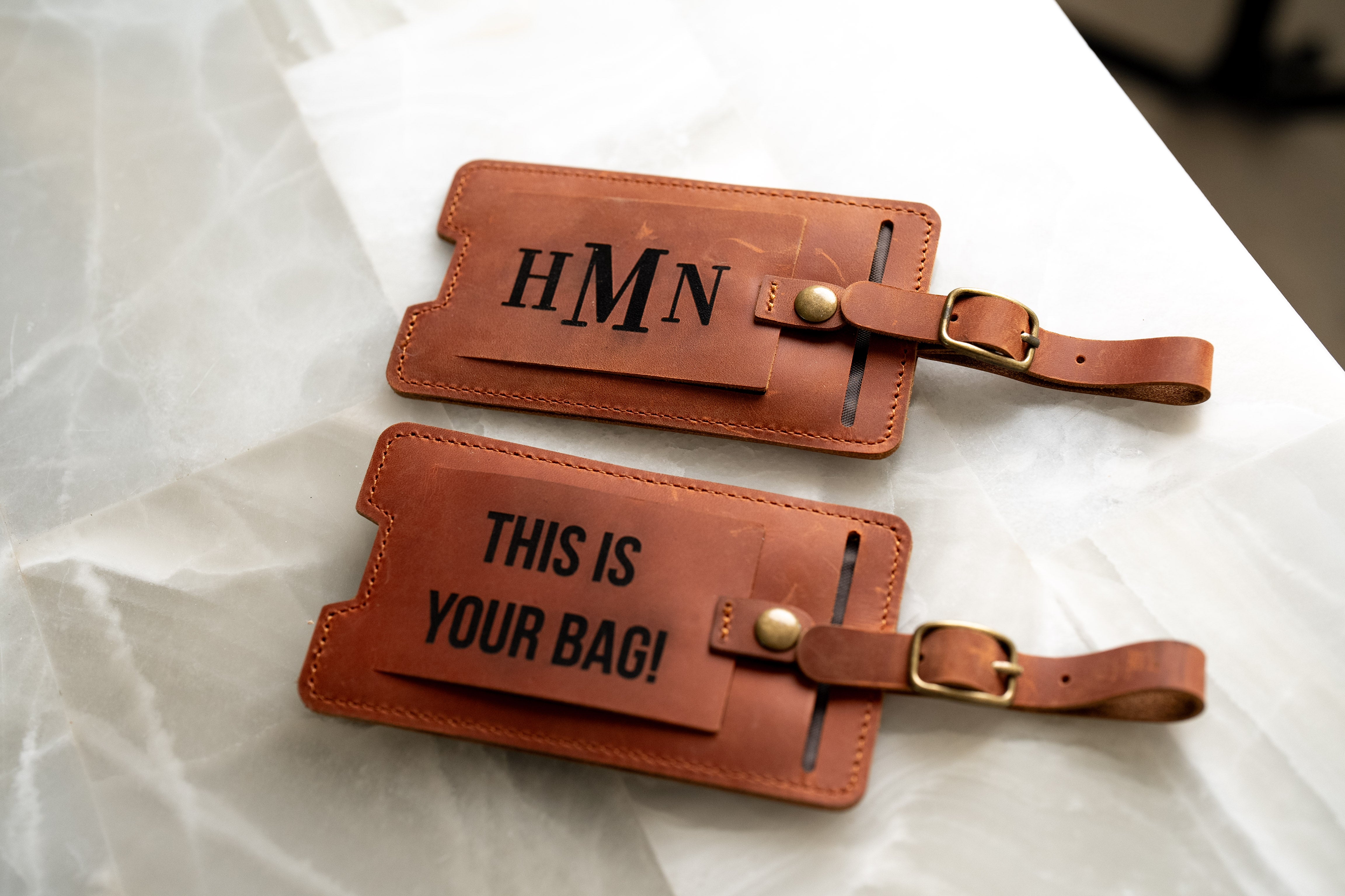 Personalized Leather AirTag Luggage Tag