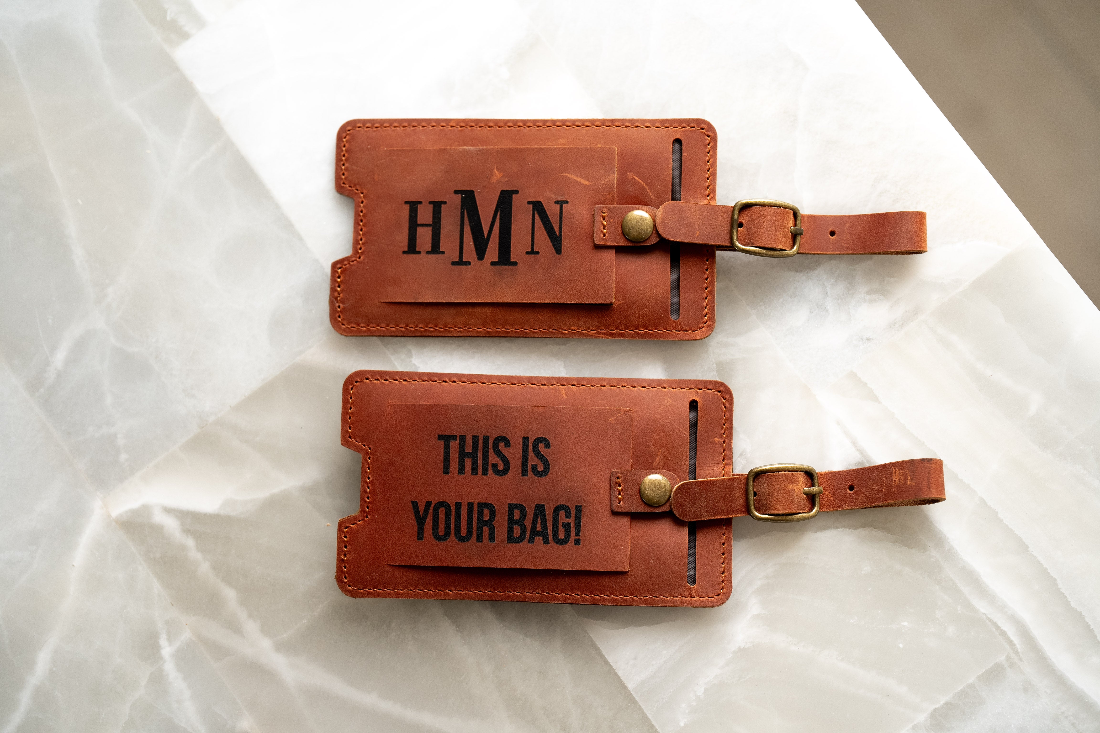 Personalized Leather AirTag Luggage Tag