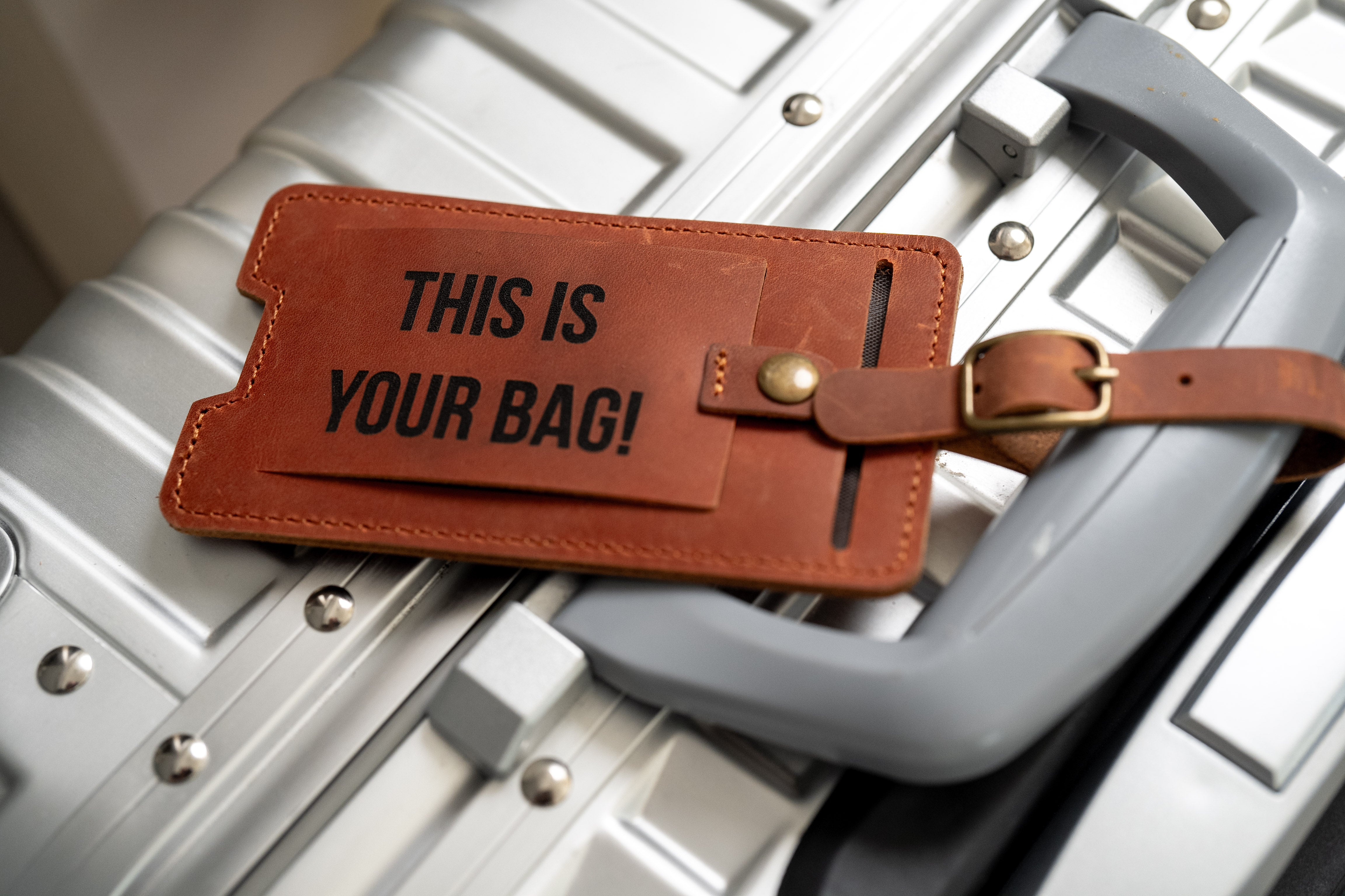 Personalized Leather AirTag Luggage Tag
