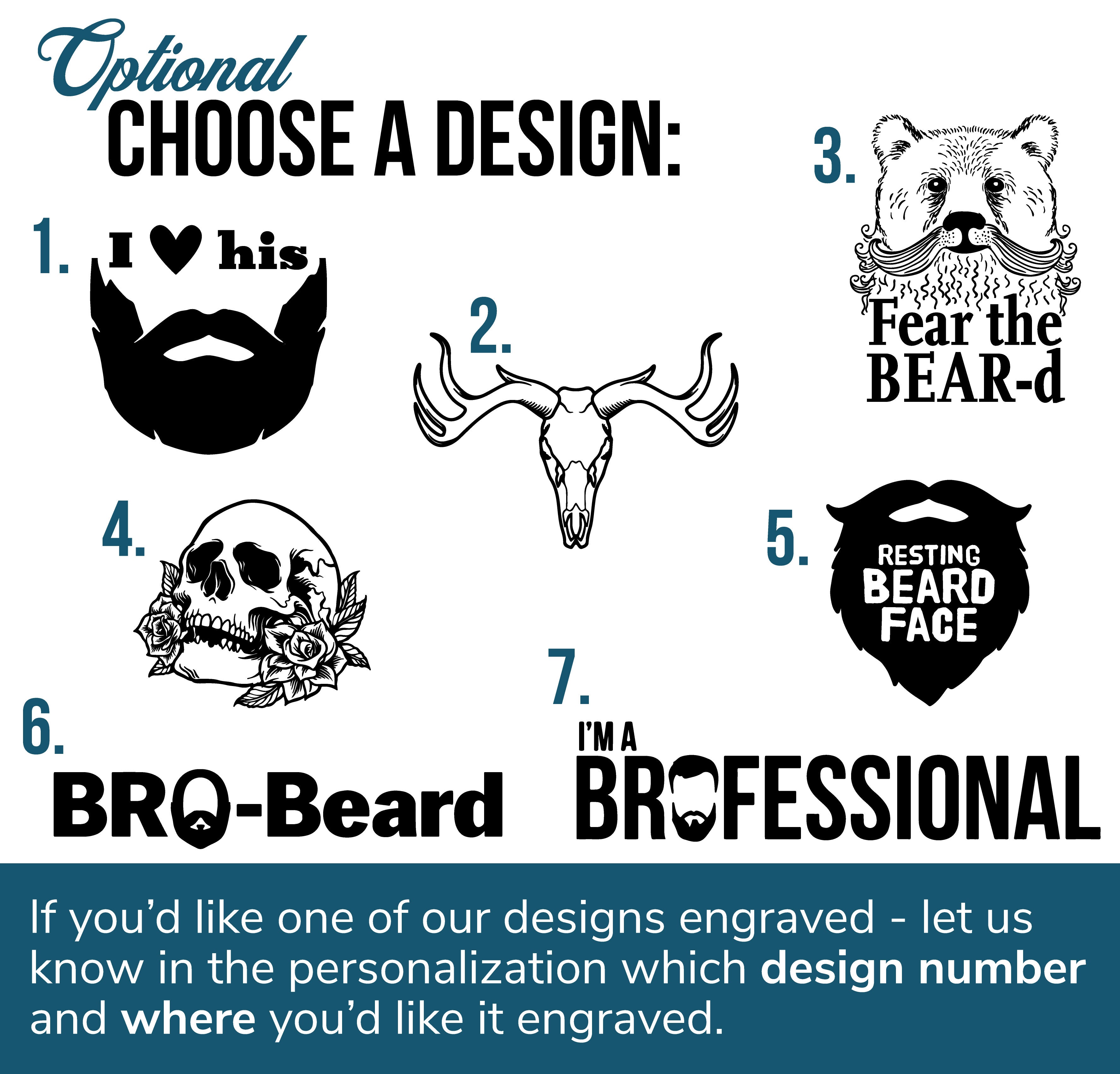 Personalized Beard Comb - Flat or Folding Design