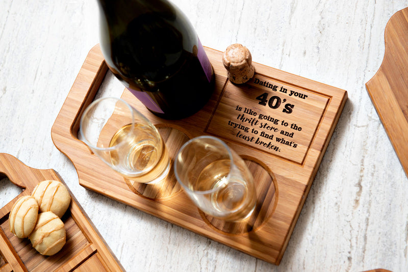Funny Custom Engraved Charcuterie Board & Wine Tray - 45 Phrase Options