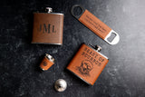 Personalized Flask Set With Shot Glasses, Bottle Opener, and Funnel - Vegan Leather