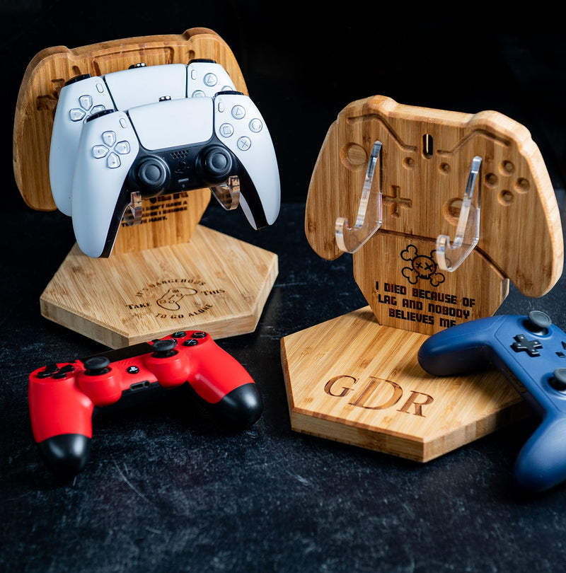 Personalized Controller Shaped Wall Mount for Gaming and Gamers - Optional Base Stand Available