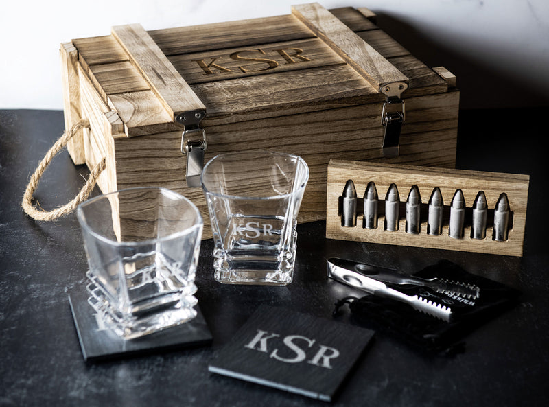 Personalized Whiskey Box Set, Engraved Whiskey Glasses, Custom