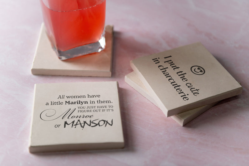 Funny Personalized Limestone Coasters - 52 Phrase Options