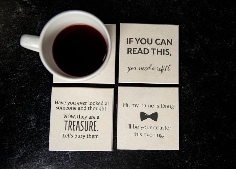 Funny Personalized Limestone Coasters - 52 Phrase Options