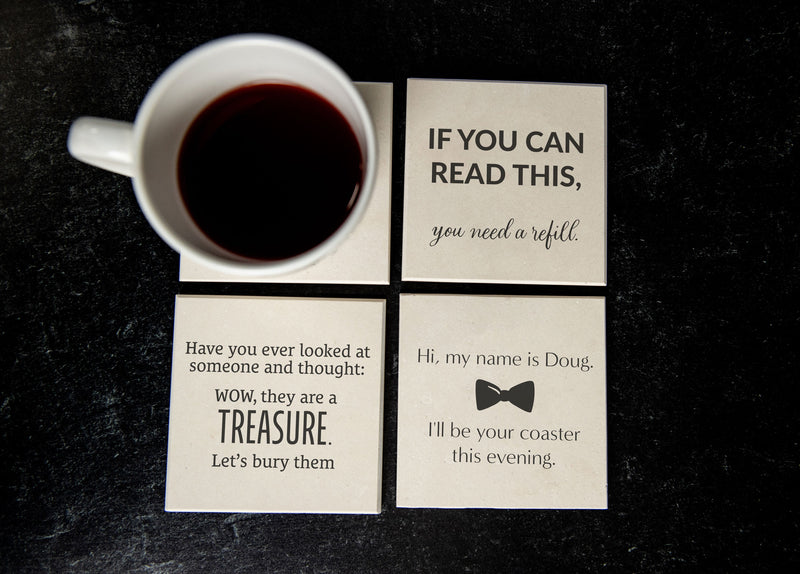 Funny Personalized Limestone Coasters - 52 Phrase Options