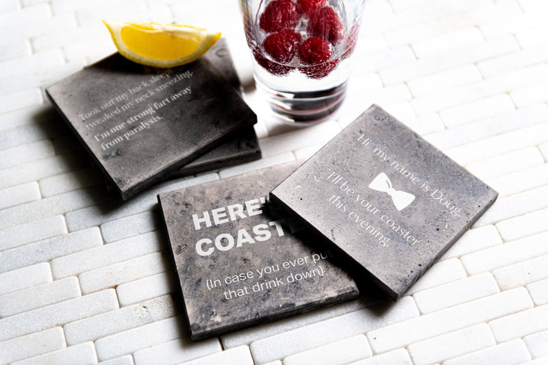 Funny Personalized Limestone Coasters - 52 Phrase Options
