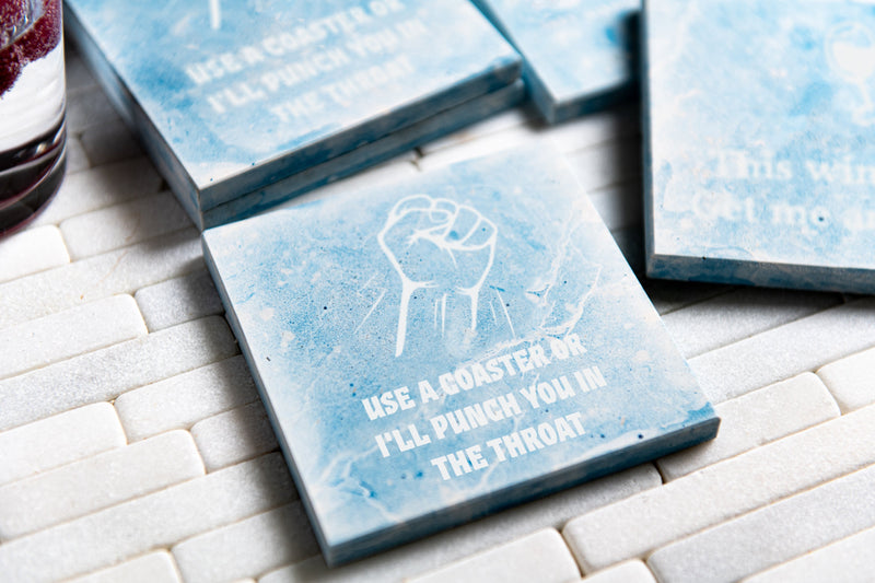 Funny Personalized Limestone Coasters - 52 Phrase Options