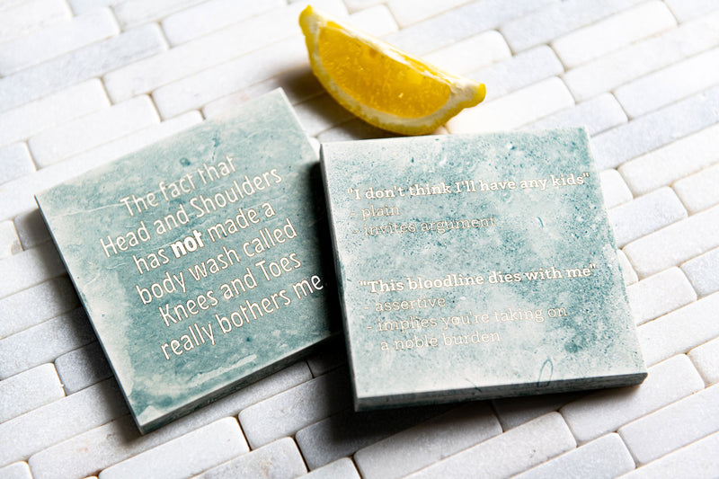 Funny Personalized Limestone Coasters - 52 Phrase Options