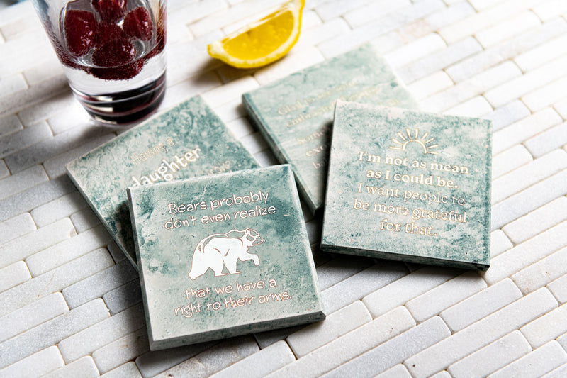 Funny Personalized Limestone Coasters - 52 Phrase Options