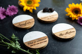 Personalized Acacia Marble Coasters