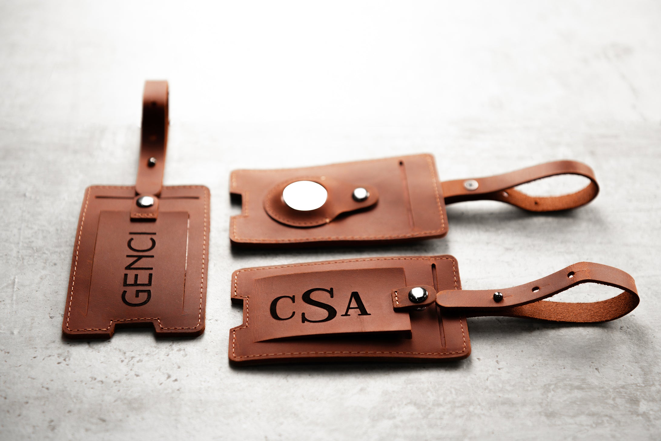 Personalized Leather AirTag Luggage Tag