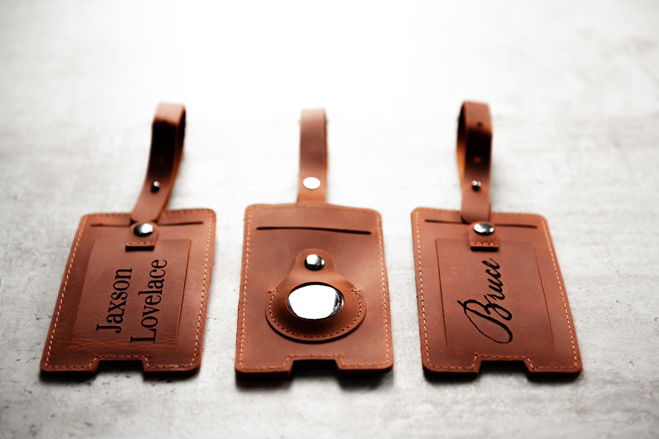 Personalized Leather AirTag Luggage Tag