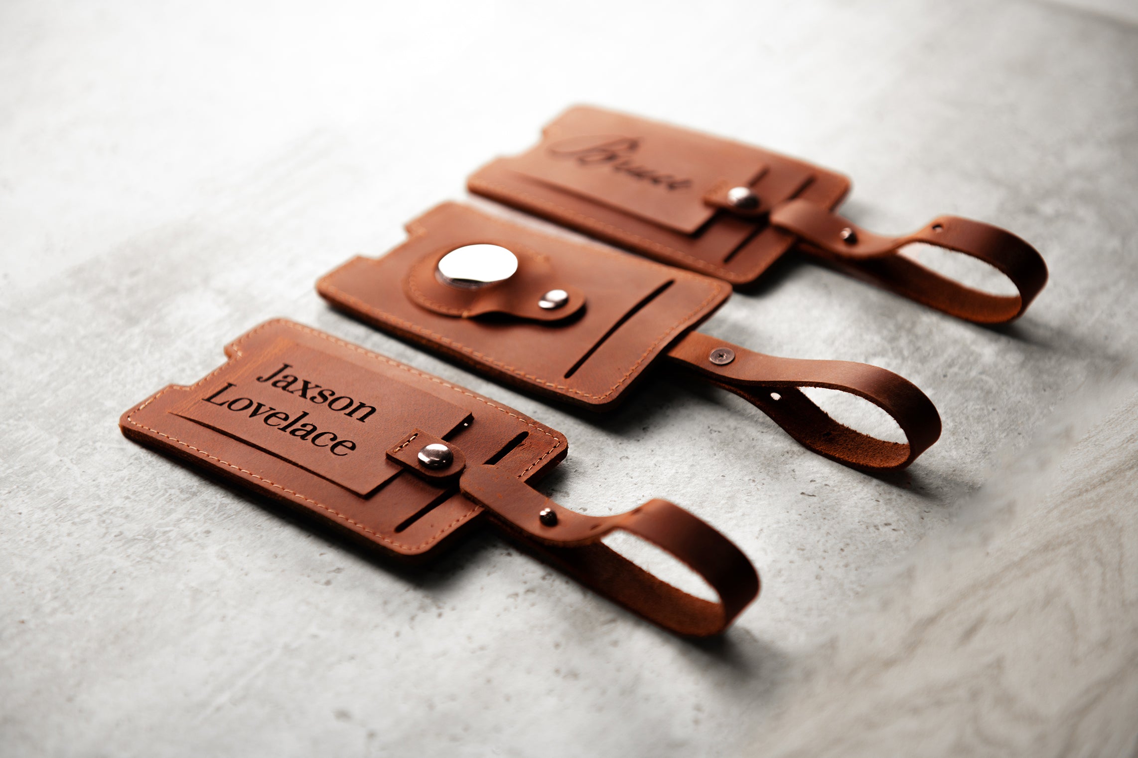 Personalized Leather AirTag Luggage Tag