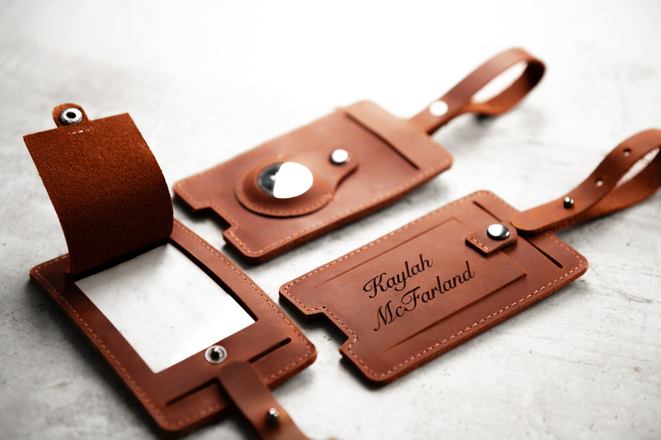 Personalized Leather AirTag Luggage Tag