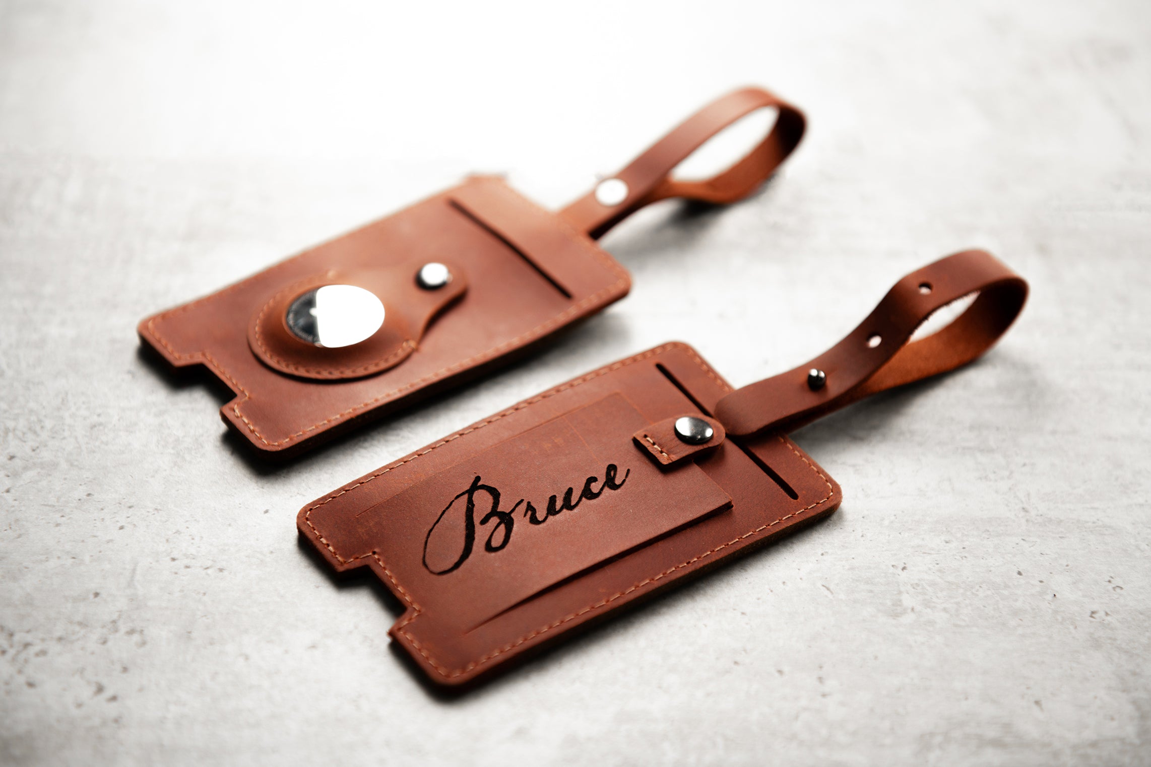 Personalized Leather AirTag Luggage Tag