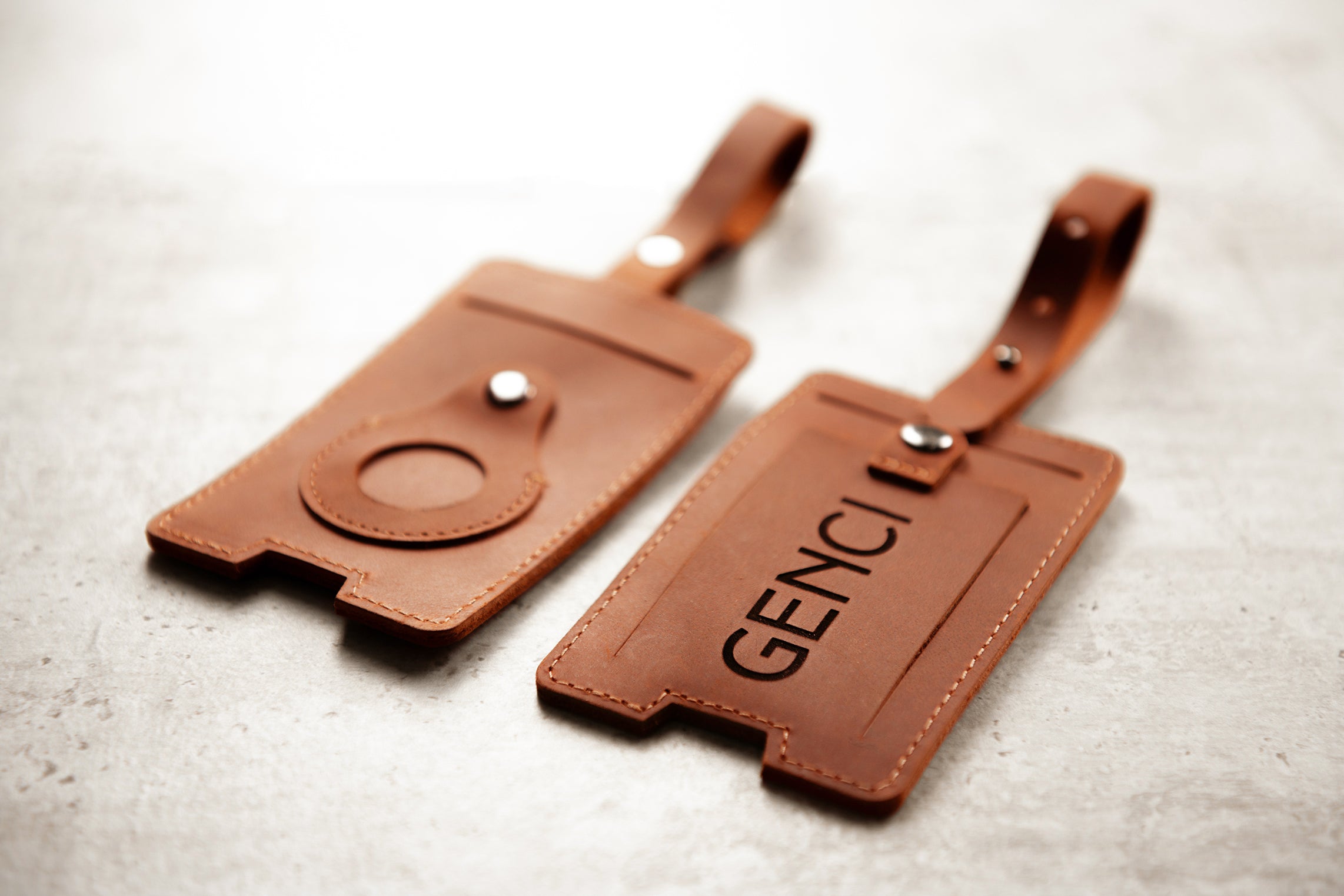 Personalized Leather AirTag Luggage Tag