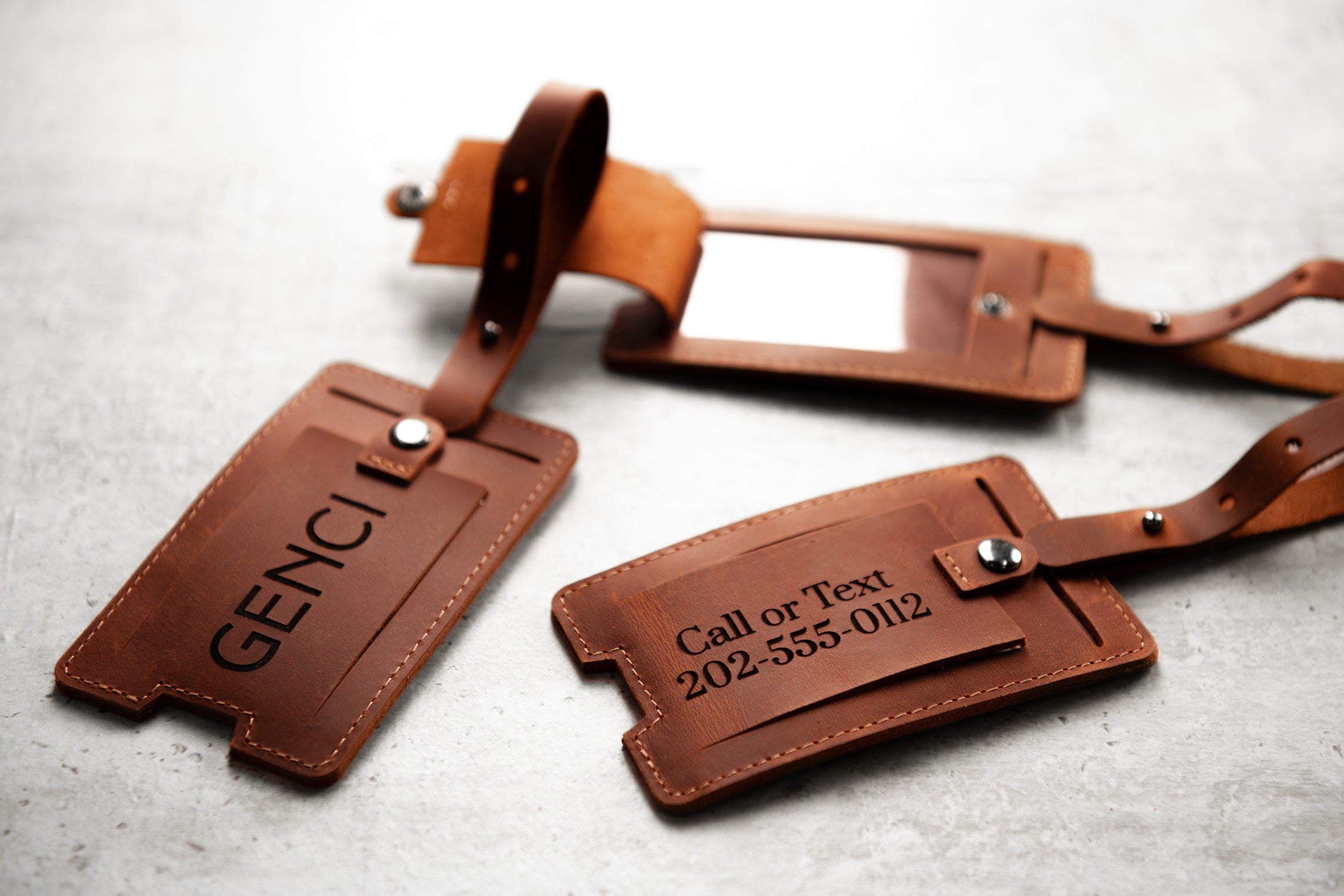 Personalized Leather AirTag Luggage Tag