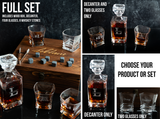 Personalized Engraved Decanter Full Set with Wood Box, Glasses, and Whiskey Stones