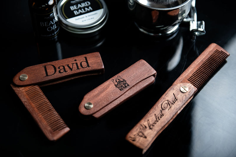 Personalized Beard Comb Custom Engraved - Flat or Folding Design Available