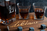 Personalized Engraved Decanter Full Set with Wood Box, Glasses, and Whiskey Stones