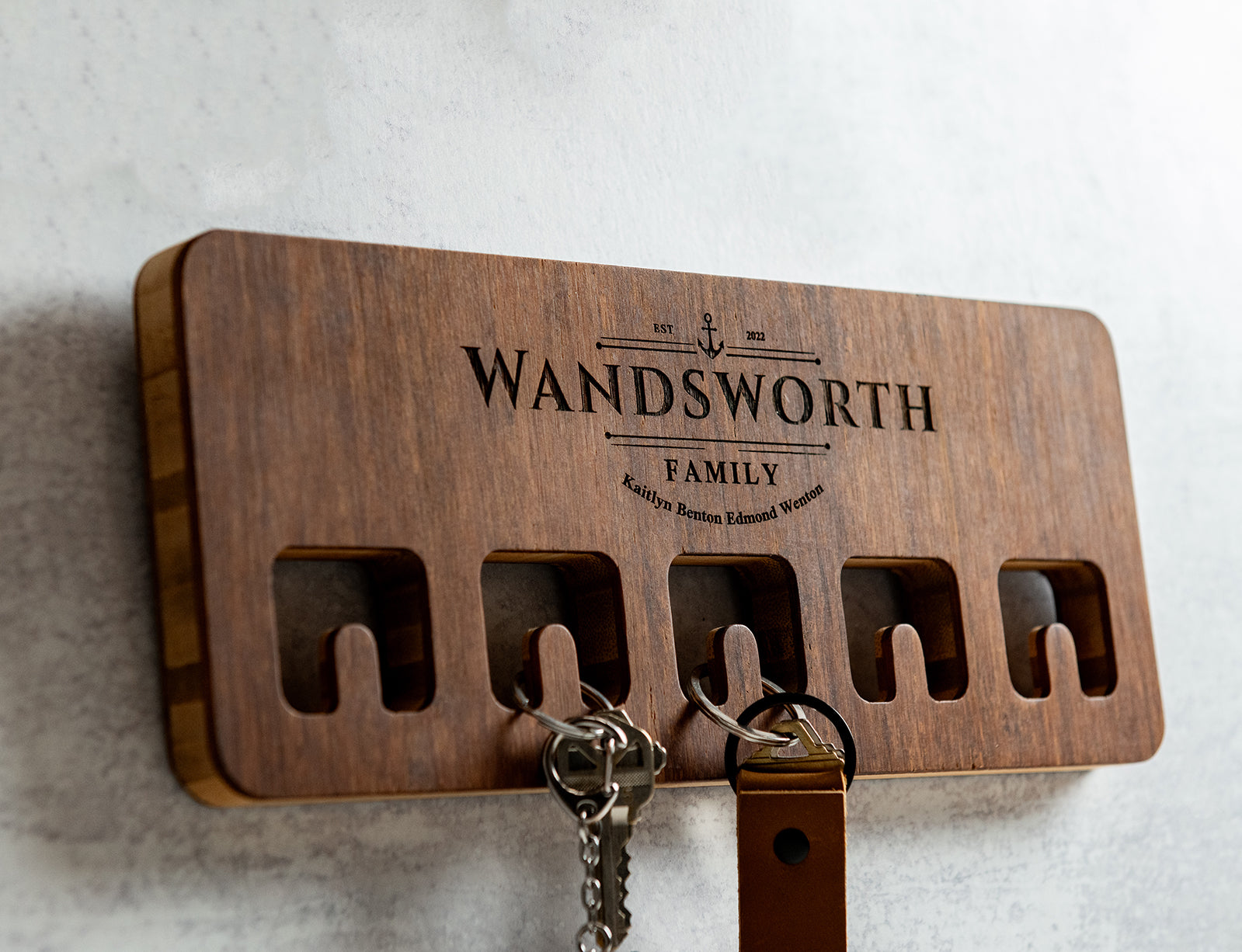 Wood Wall Mount For Keychains - Espresso