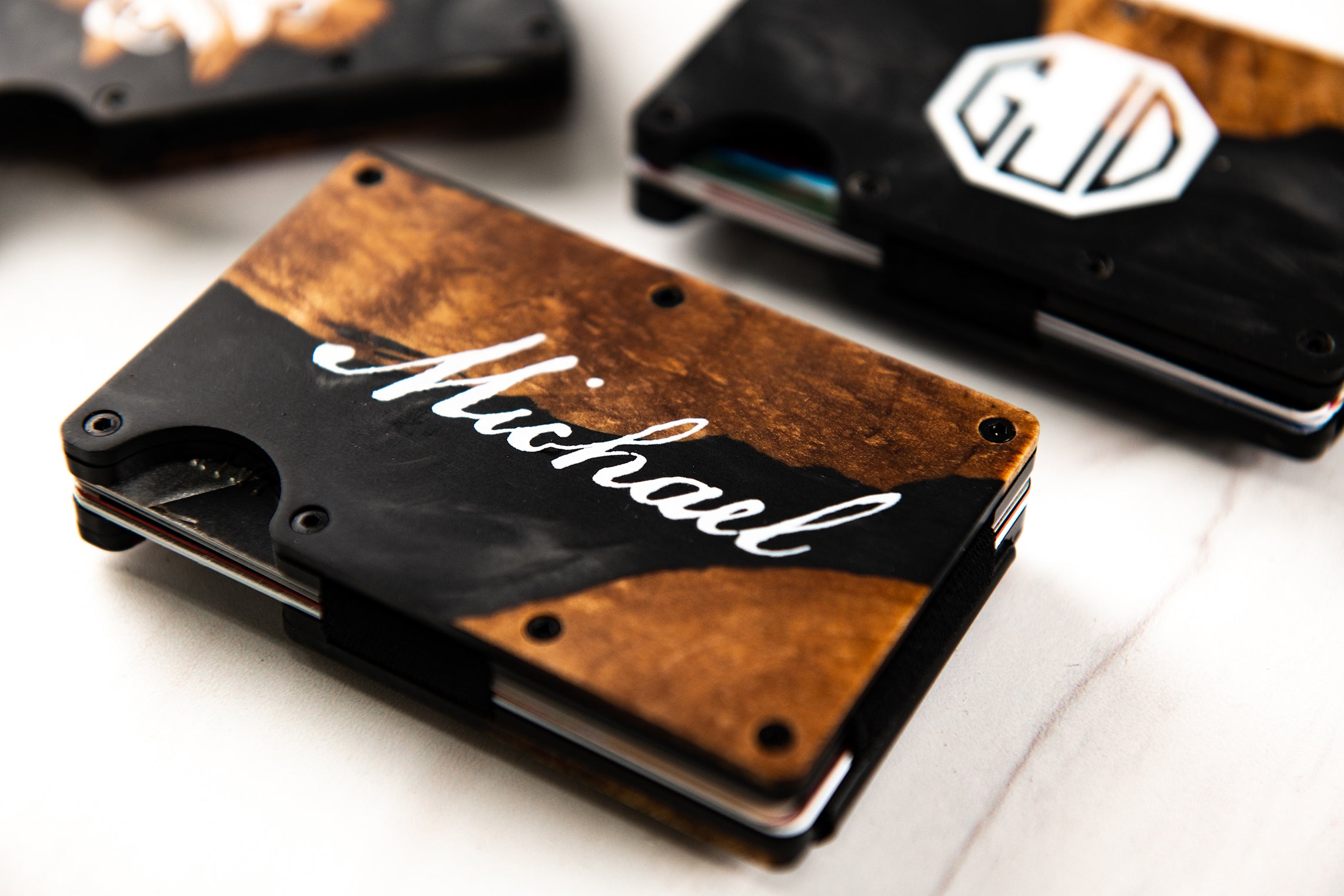 Personalized Resin and Wood Money Clip - 2 Colors