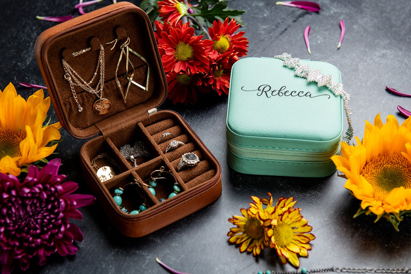 Personalized Jewelry Travel Case - Vegan Leather