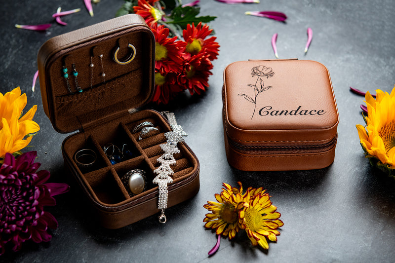 Personalized Jewelry Travel Case - Vegan Leather